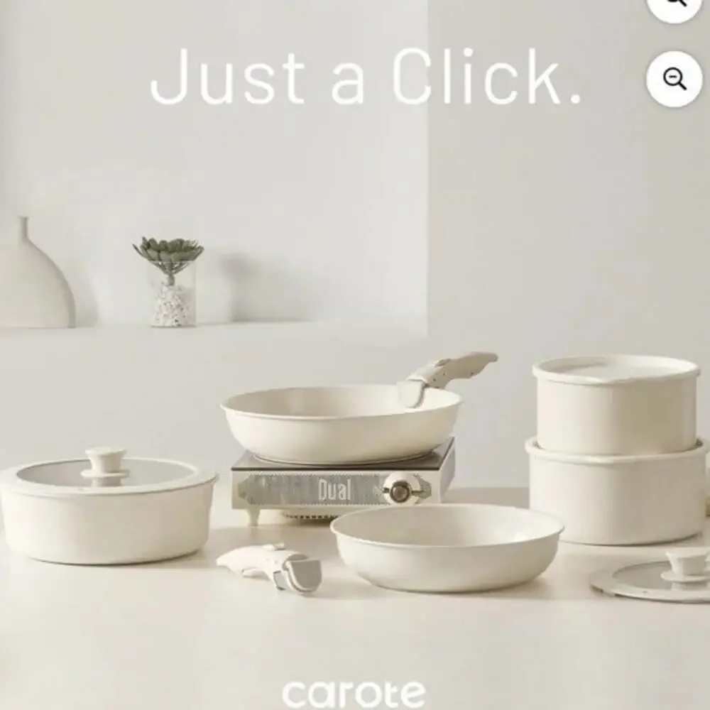 CAROTE 13-Piece  Ceramic White Nonstick Pots and Pans Cookware Set